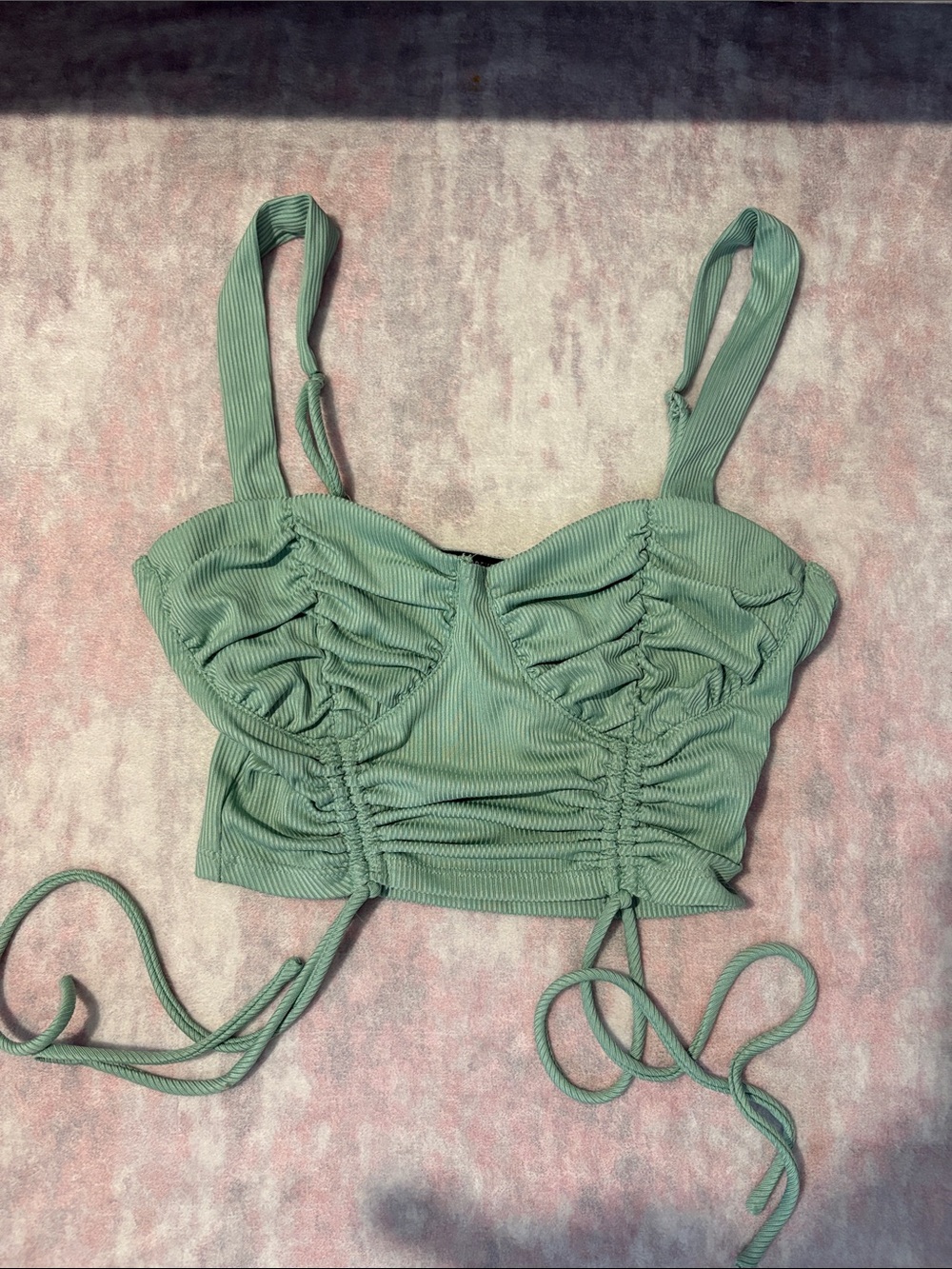 Forever 21 Sage Green Ruched Crop Tank